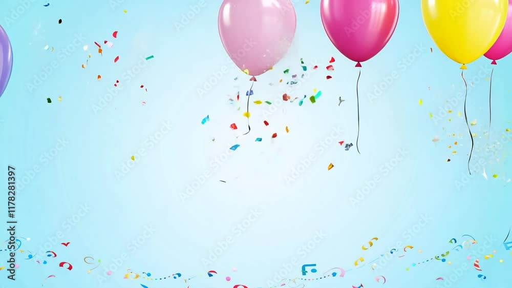 balloons light birthday party background confetti cake blue birthday balloon party balloon celebration decoration confetti gift illustration fun colourful happy ribbon colours invitation cake blue