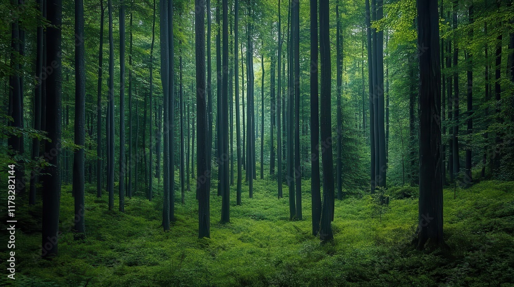 Peaceful forest scene with tall trees and a light breeze, symbolizing a deep breath of fresh air Wellness, Greenery, breathe, forest Peaceful forest scene with tall trees and a light breeze, symbolizing a deep breath of fresh air Wellness, Greenery, breathe, forest