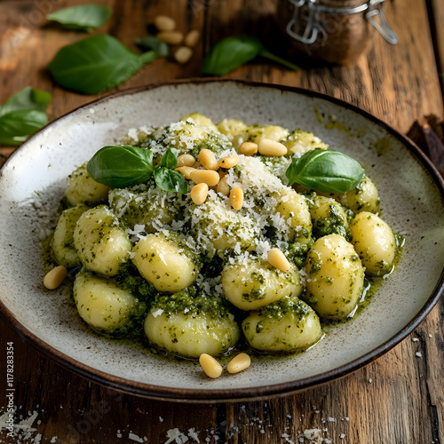 Delicious Pesto Gnocchi Food Photography