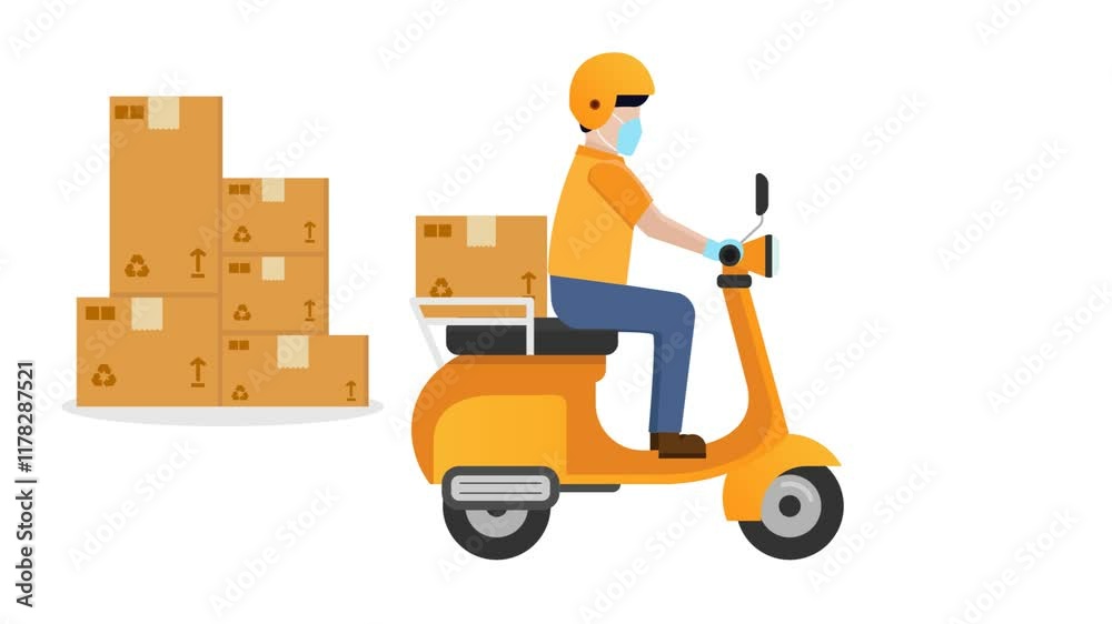 Delivery courier package with motorcycle