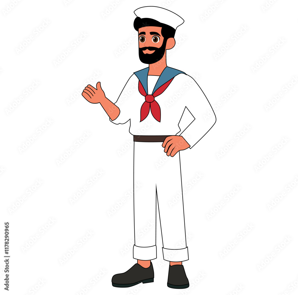 Cartoon Marine Man Vector Illustration