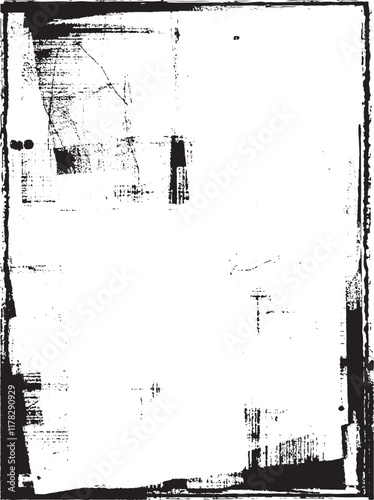 Grunge abstract border frame, black and white Grunge frame Vintage Textured Frame on White Background