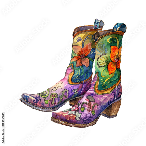 mardi gras boots vector illustration in watercolor style