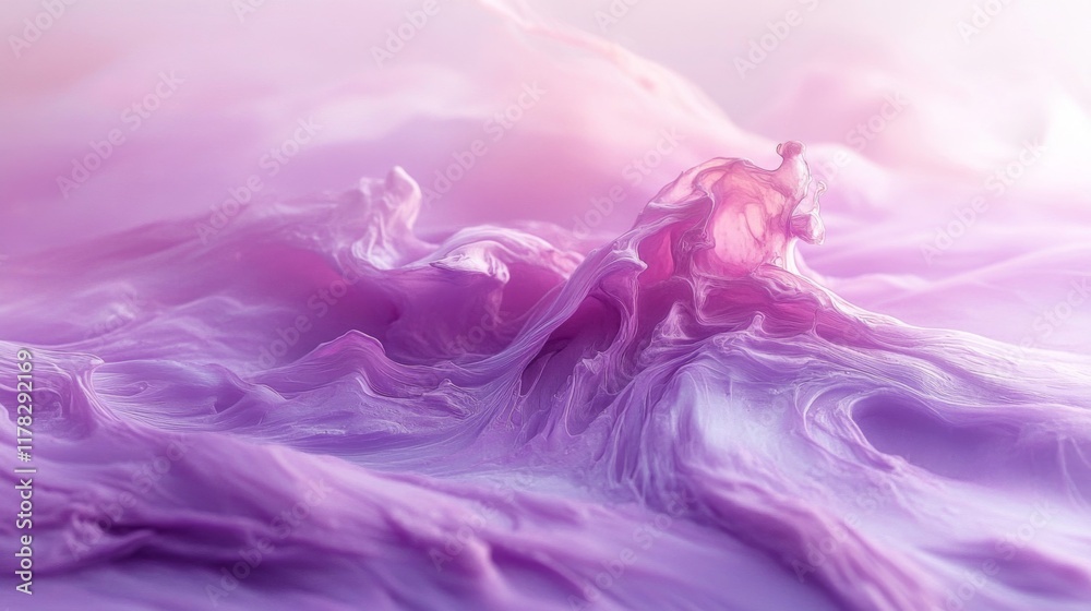 Obraz premium Abstract Lavender Fluid Art Swirling Landscape