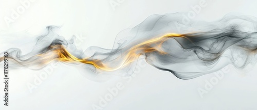Soft silver and gold smoke on white background creating a cloud wave texture