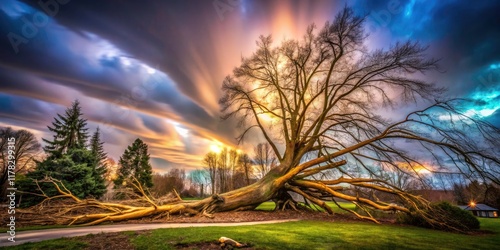 Noreaster Athena Tree Damage: Long Exposure Photography - Powerful Storm Aftermath Images photo