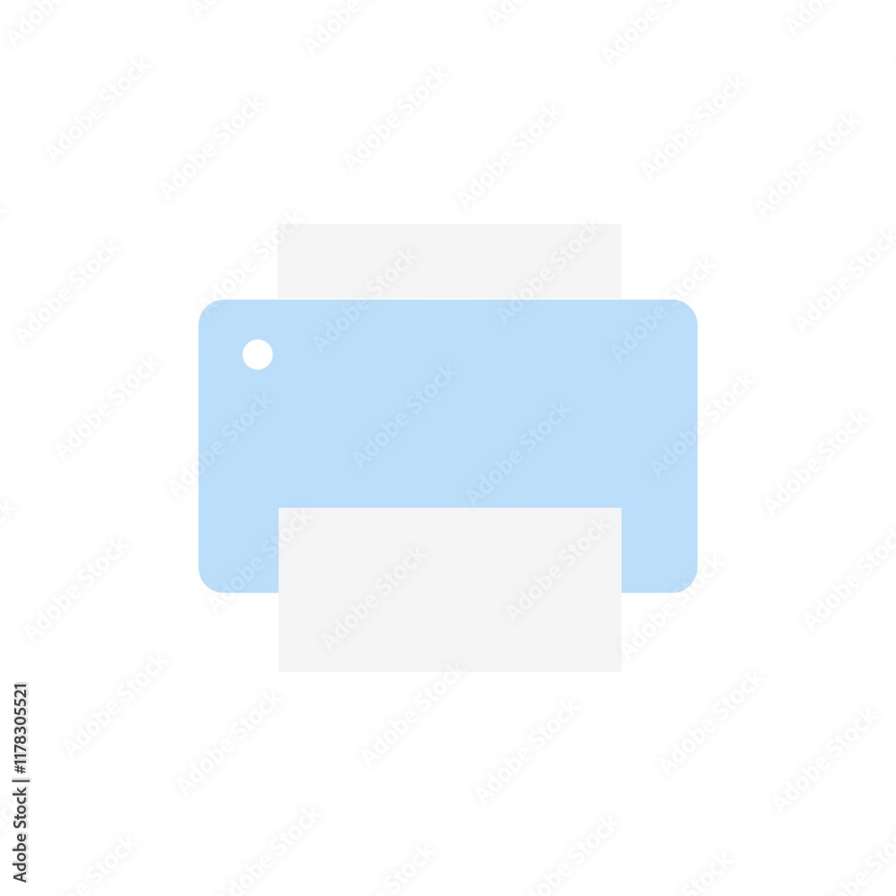 Simple Light Blue Printer Icon Showing Paper Simple Light Blue Printer Icon Showing Paper