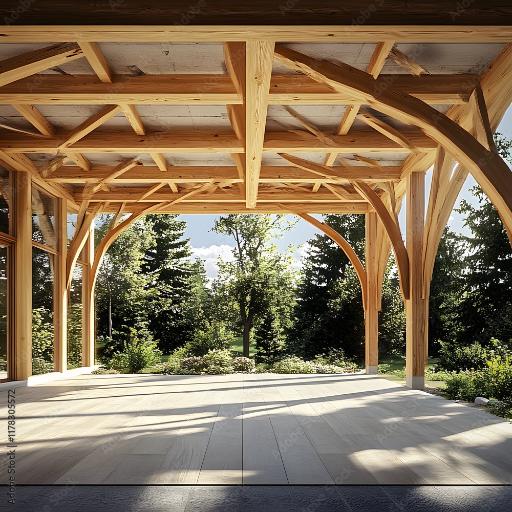 Building the extension with a robust timber frame. Generative Ai Building the extension with a robust timber frame. Generative Ai