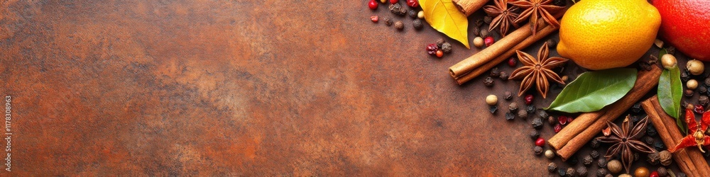 Delicious spices and herbs arranged on a textured background for culinary inspiration Delicious spices and herbs arranged on a textured background for culinary inspiration