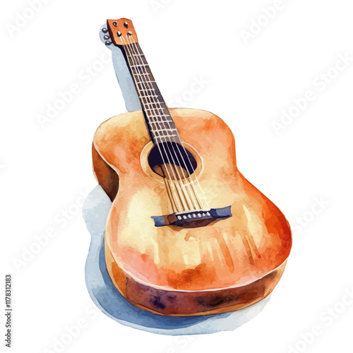 A watercolor drawing of a guitar capo, isolated on a white background. Guitar capo vector.
