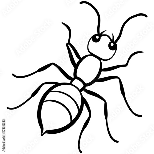 Cute  Line Art Ant Silhouette Black Vector Illustration photo