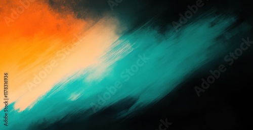 Wallpaper Mural Teal to orange gradient on black background with grainy texture Torontodigital.ca