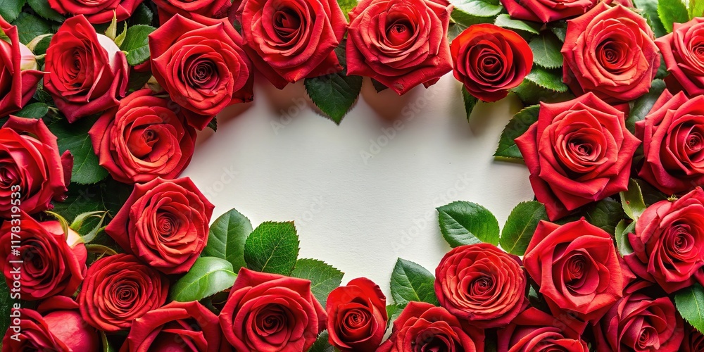 AI photo frame: red rose, empty center, elegant style. AI photo frame: red rose, empty center, elegant style.