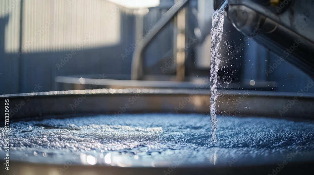 Obraz premium A large body of water is being poured into a small basin