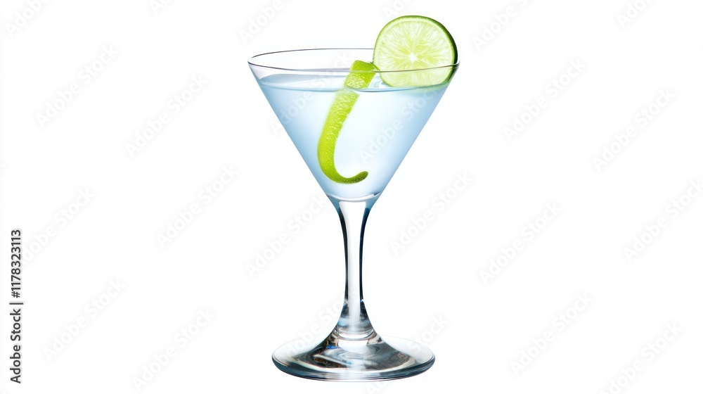A refreshing cocktail served in a stylish glass with lime garnish. A refreshing cocktail served in a stylish glass with lime garnish.