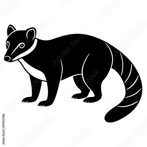 Cute  Line Art Coati Silhouette Black Vector Illustration photo