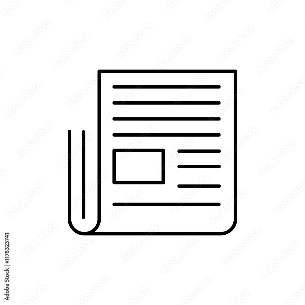 Newspaper line icon,vector flat black linear illustration for web and app..eps Newspaper line icon,vector flat black linear illustration for web and app..eps