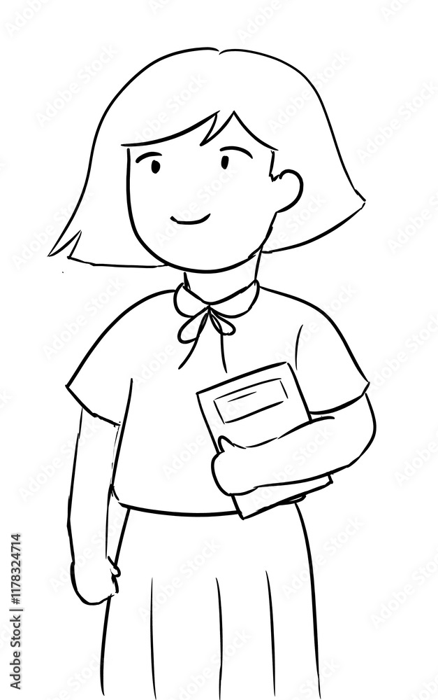 girl with book digital drawing illustration isolated girl with book digital drawing illustration isolated