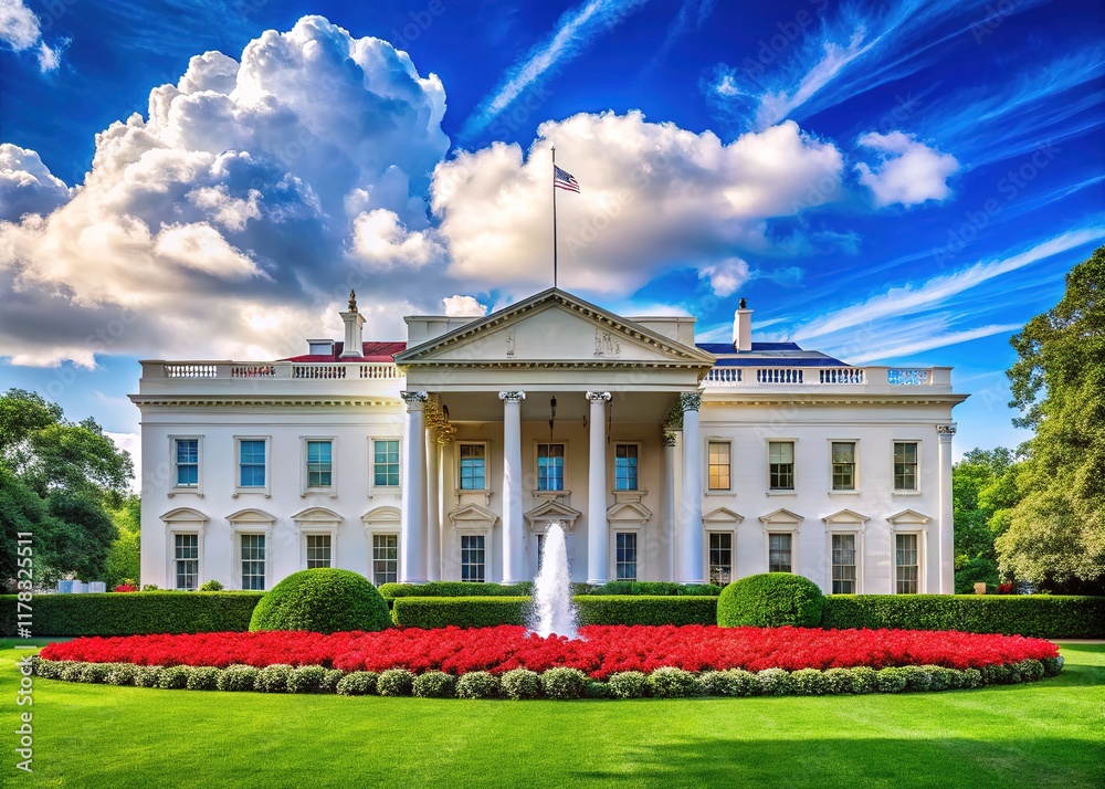 Obraz premium Digital White House image, DC, left-justified, ample room for text.