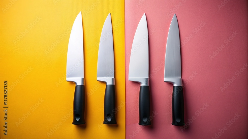 Sleek Black & White Kitchen Knife Set Silhouette - Professional Stock Photo Sleek Black & White Kitchen Knife Set Silhouette - Professional Stock Photo