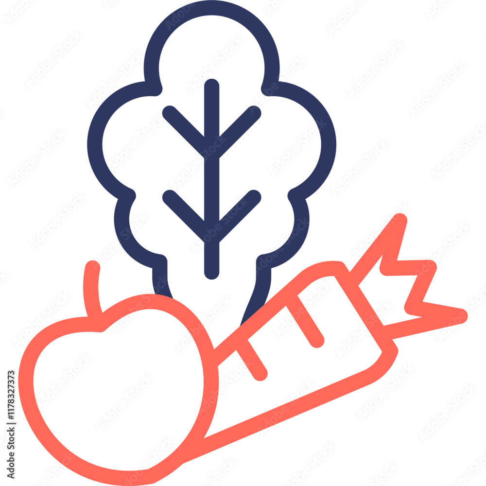 Fototapeta premium Vegetables line color icon