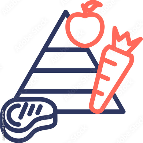 Food Pyramid line color icon