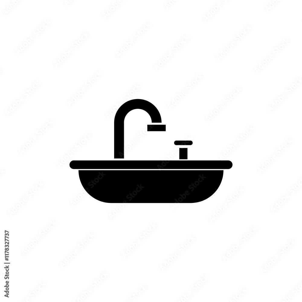 Sink with faucet icon, vector simple illustration for web and app..eps Sink with faucet icon, vector simple illustration for web and app..eps