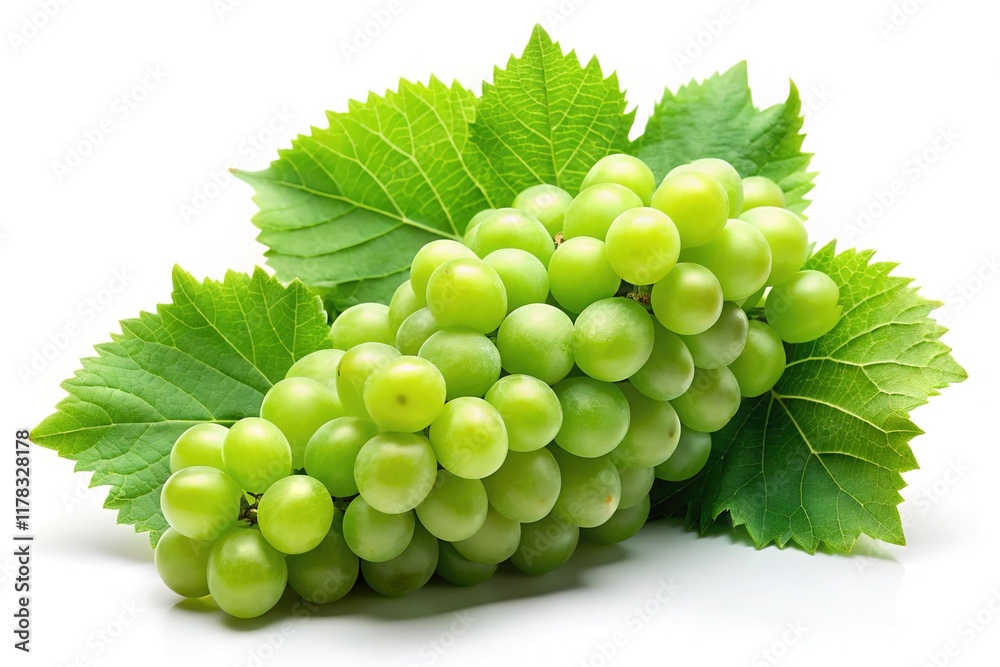 Fresh, vibrant grapes and leaves, elegantly displayed. Fresh, vibrant grapes and leaves, elegantly displayed.