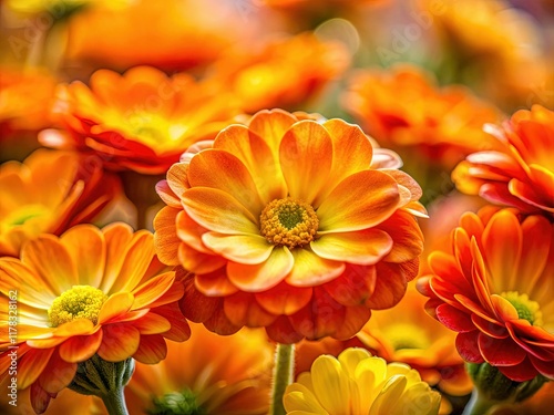 Vibrant Spring Blossoms: Abstract Macro Floral Wallpaper - Orange & Yellow