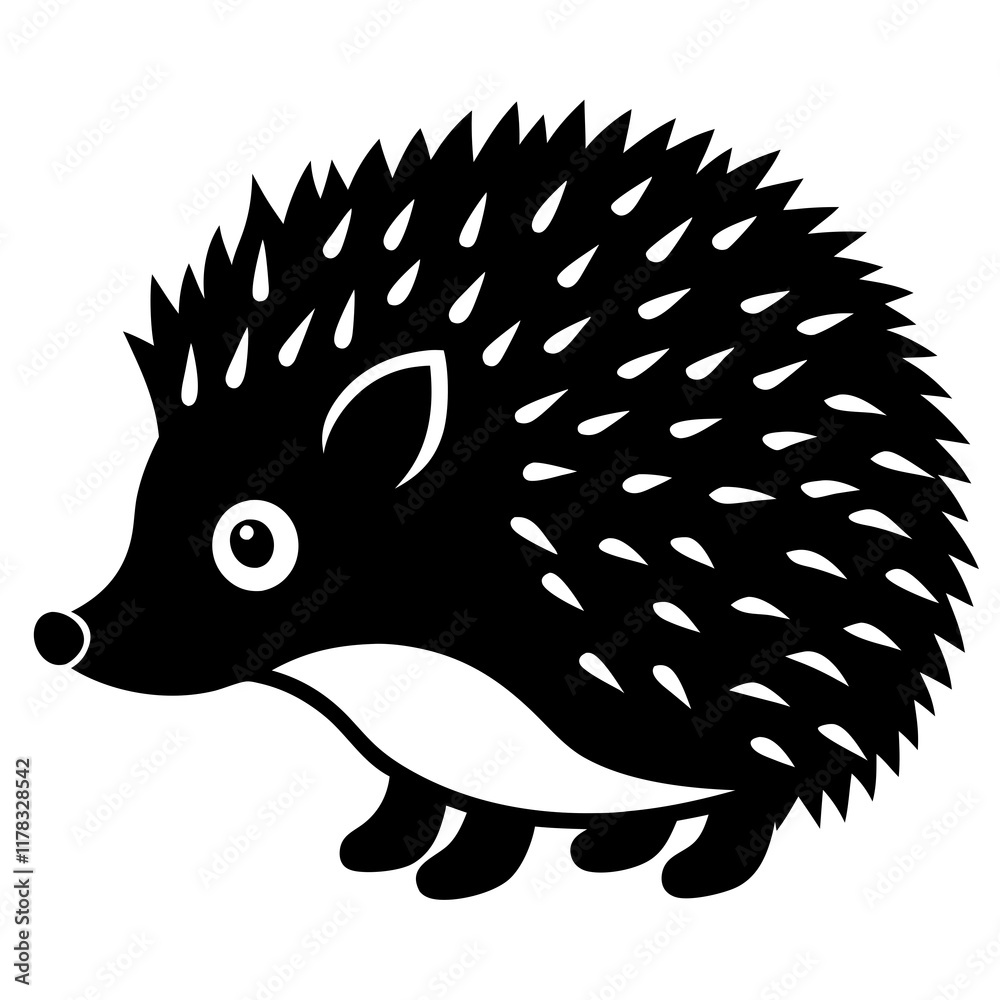 Cute Line Art Hedgehog Silhouette Black Vector Illustration Cute Line Art Hedgehog Silhouette Black Vector Illustration
