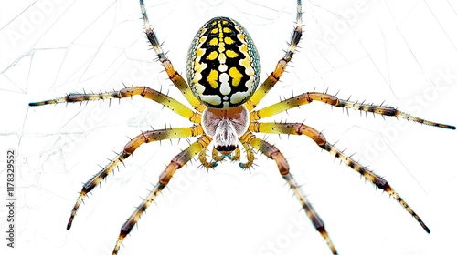 Realistic full-body spider  element with detailed anatomy, isolated on a transparent background, perfect for educational, design, and creative projects. photo