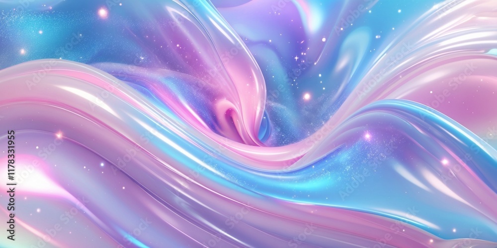 Fototapeta premium Abstract 3d modern pastel colored holographic background in wave style.