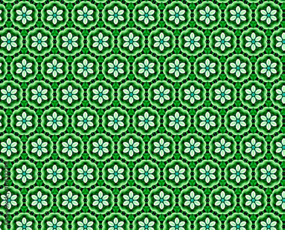 Green Bloom Harmony - Seamless Floral Pattern with Vibrant Glow Green Bloom Harmony - Seamless Floral Pattern with Vibrant Glow
