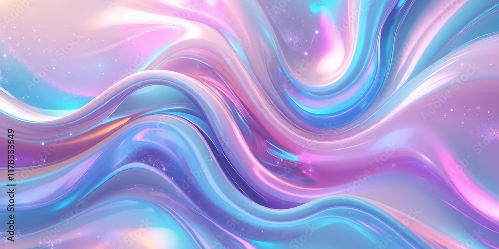 Obraz premium Abstract 3d modern pastel colored holographic background in wave style.