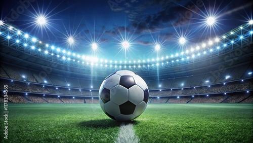 Modern soccer stadium night lights, simple and stylish.