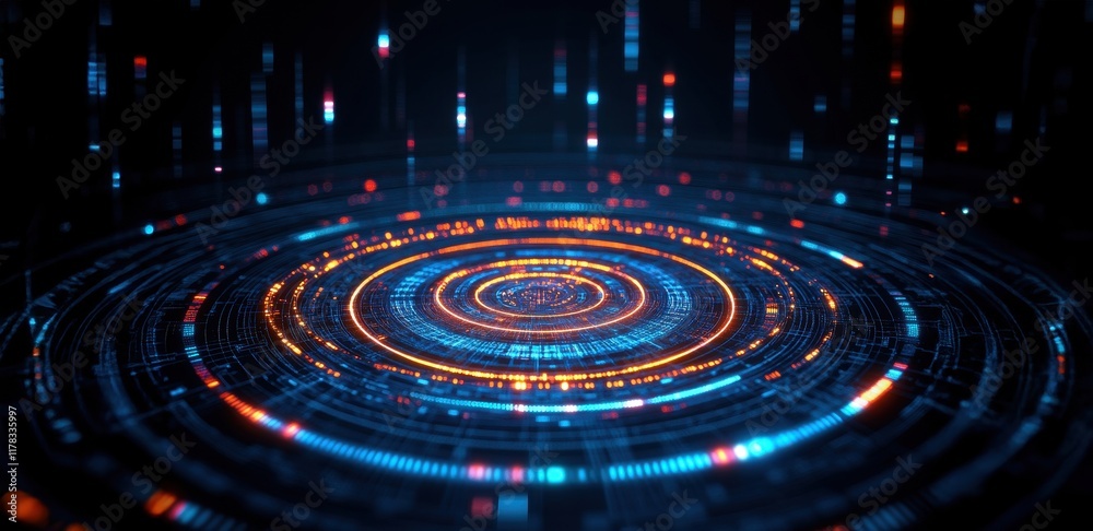 Fototapeta premium Abstract digital circular design with luminous colors.