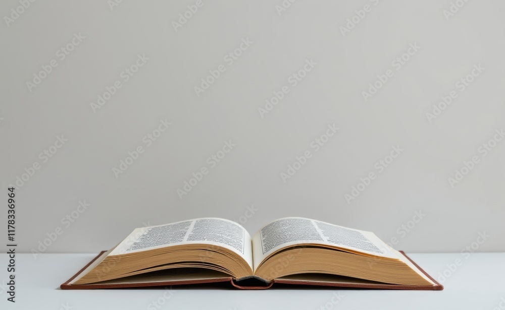 An open book with crisp white pages spread wide against a warm beige background, inviting exploration and discovery. An open book with crisp white pages spread wide against a warm beige background, inviting exploration and discovery.
