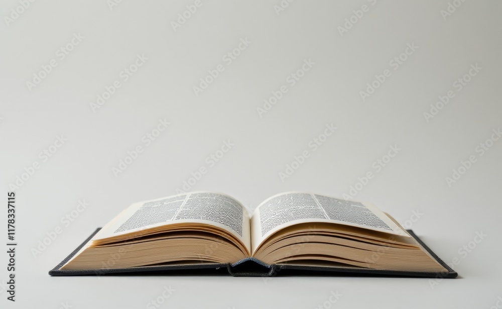 An open book with crisp white pages spread wide against a warm beige background, inviting exploration and discovery. An open book with crisp white pages spread wide against a warm beige background, inviting exploration and discovery.