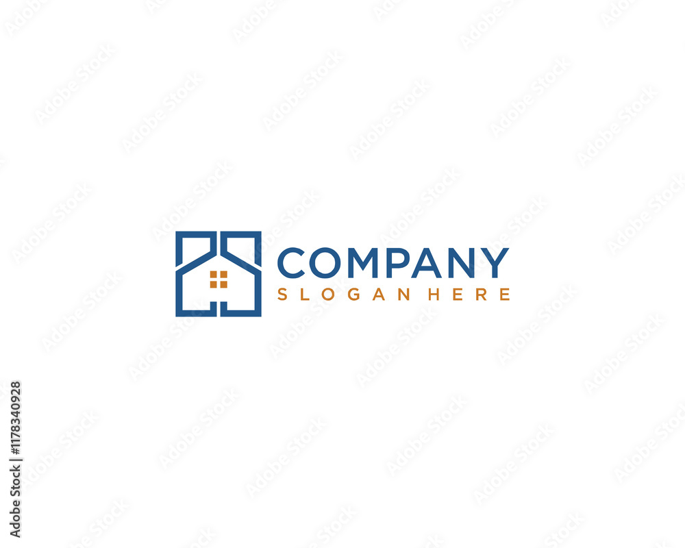 Fototapeta premium SS initials house line art logo