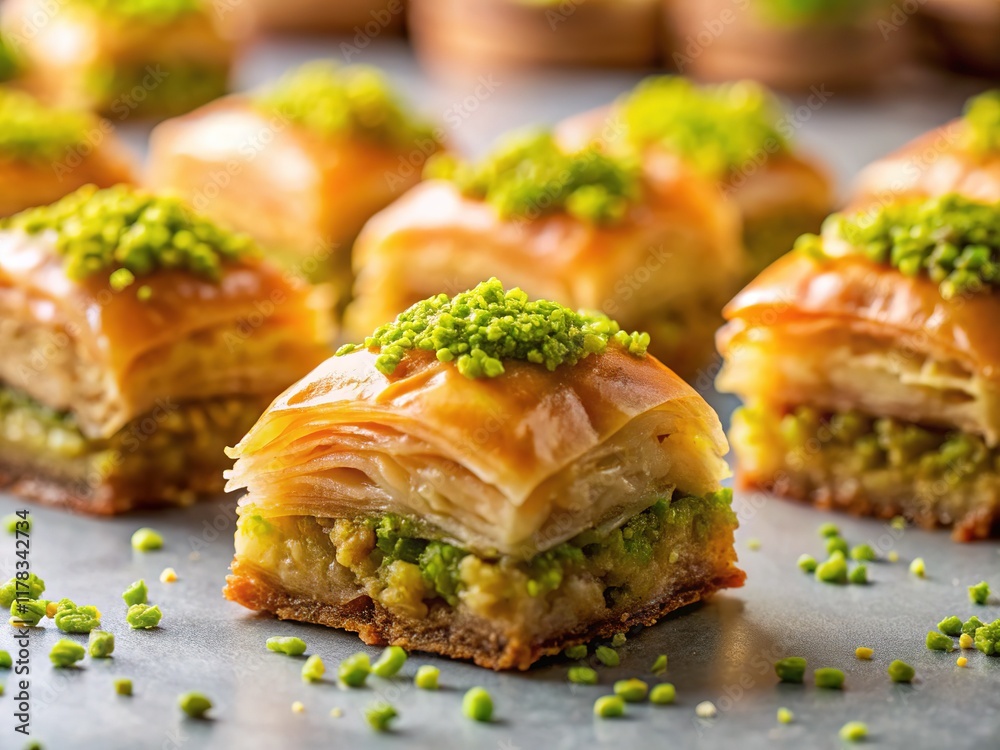 Delicious Greek Baklava in a Cafe - Stunning Dessert Photography Delicious Greek Baklava in a Cafe - Stunning Dessert Photography