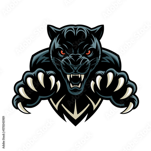 black panther logo attacking with claws design on white background