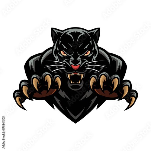 black panther logo attacking with its claws illustration design