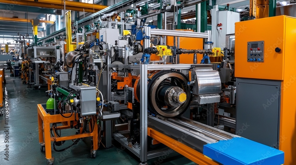 Fototapeta premium Optimizing modern industrial setup efficient aerial overview of production line and warehouse operations