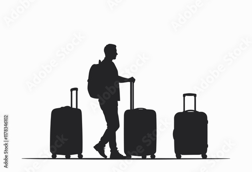 Sharp and Detailed Vector Graphics of Travel Accessories: Suitcases, Backpacks, and More in Clean Design
