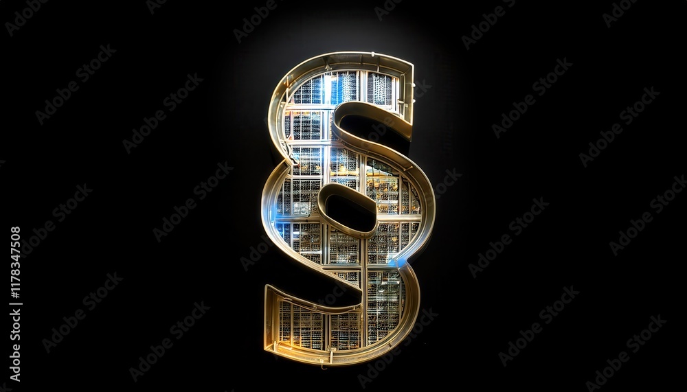 Obraz premium Legal Symbol with Cityscape Background Illuminated at Night