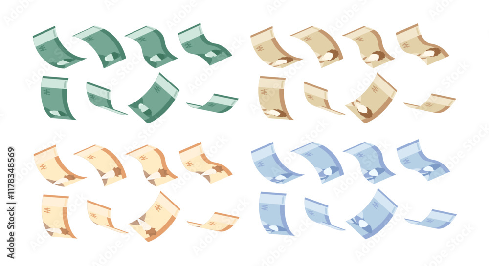 Korean Money Illustration Multi angle Minimal Set Korean Money Illustration Multi angle Minimal Set
