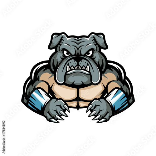 bulldog muscular attacking with claws design logo on white background photo