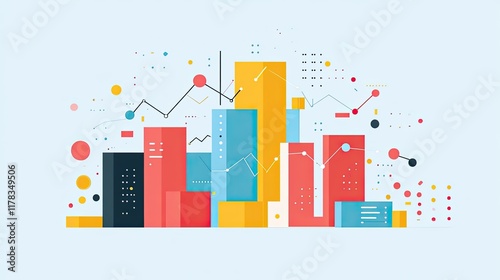 A creative infographic design featuring stacked blocks and lines representing data, with plenty of copy space.