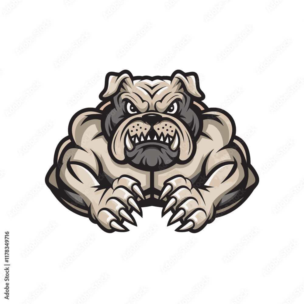 bulldog muscular attacking with claws logo illustration bulldog muscular attacking with claws logo illustration