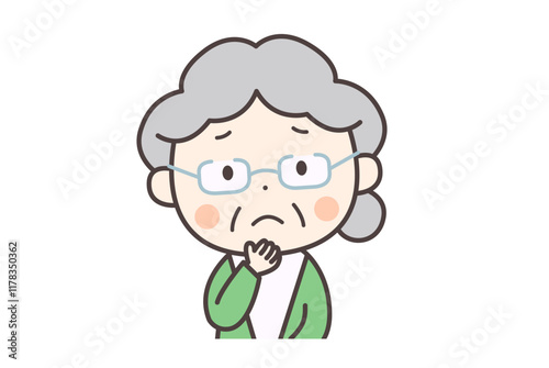 困っているシニア女性のイラスト